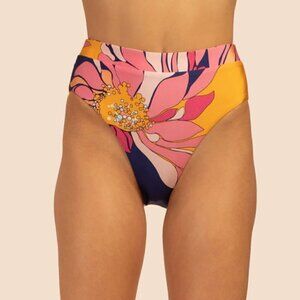 Trina Turk 'Breeze' Floral-Print High-Waist Bikini Bottom, Multicolor